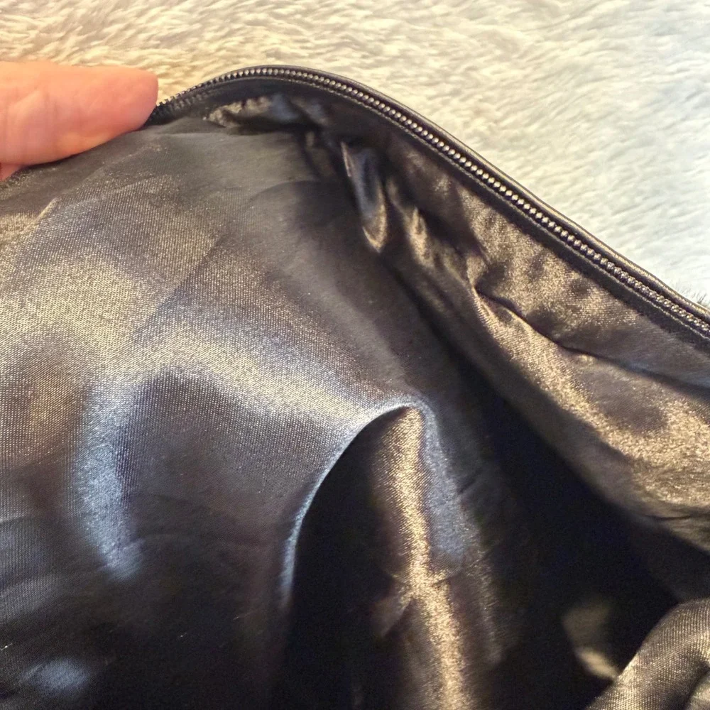 Y2K Black Faux Fur Shoulder Bag Oversized Fuzzy Plush Purse Goth 90s Vintage